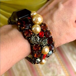 St.John vintage Statement bracelet with semi precious stones and pearls
